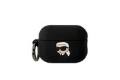 Puhelin - Muut lisävarusteet - Karl Lagerfeld KLAP2RUNIKK AirPods Pro 2 cover black/black Silicone Karl Head 3D - 3666339099237