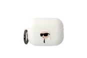 Puhelin - Muut lisävarusteet - Karl Lagerfeld KLAP2RUNIKH AirPods Pro 2 cover white/white Silicone Karl Head 3D - 3666339099244