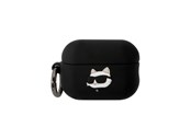 Puhelin - Muut lisävarusteet - Karl Lagerfeld KLAP2RUNCHK AirPods Pro 2 cover black/black Silicone Choupette Head 3D - 3666339099268
