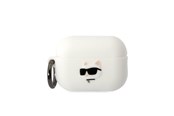 Puhelin - Muut lisävarusteet - Karl Lagerfeld KLAP2RUNCHH AirPods Pro 2 cover white/white Silicone Choupette Head 3D - 3666339099275