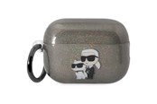 Puhelin - Muut lisävarusteet - Karl Lagerfeld KLAP2HNKCTGK Airpods Pro 2 cover black/black Gliter Karl&Choupette - 3666339099343