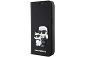 Puhelin - Kannet ja kotelot - Karl Lagerfeld KLBKP14LSANKCPK iPhone 14 Pro 6.1" bookcase black/black Saffiano Karl & Choupette - 3666339122805