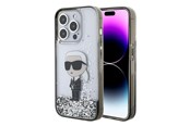 Puhelin - Kannet ja kotelot - Karl Lagerfeld Liquid Glitter Ikonik case for iPhone 15 Pro - transparent - 3666339164096