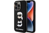 Puhelin - Kannet ja kotelot - Karl Lagerfeld Silicone Karl&Choupette Head case for iPhone 15 Pro - black - 3666339164812