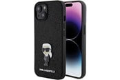 Puhelin - Kannet ja kotelot - Karl Lagerfeld Fixed Glitter Ikonik Logo Metal Pin case for iPhone 15 - black - 3666339165390