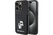 Puhelin - Kannet ja kotelot - Karl Lagerfeld Saffiano Cardslot Karl&Choupette Metal Pin case for iPhone 15 Pro - black - 3666339165536