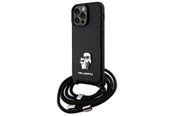 Puhelin - Kannet ja kotelot - Karl Lagerfeld KLHCP14XSAKCPSK case for iPhone 14 Pro Max 6.7" hardcase - black Crossbody Saffiano Metal Pin Karl&Choupette - 3666339165741