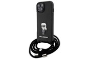 Puhelin - Kannet ja kotelot - Karl Lagerfeld Crossbody Saffiano Monogram Metal Pin Karl & Choupette Case for iPhone 15 - Black - 3666339165871