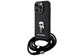 Puhelin - Kannet ja kotelot - Karl Lagerfeld Crossbody Saffiano Monogram Metal Pin Karl & Choupette Case for iPhone 15 Pro - Black - 3666339165895