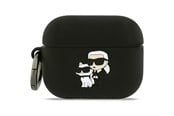 Puhelin - Muut lisävarusteet - Karl Lagerfeld Silicone Karl & Chaupette Head 3D Case for AirPods Pro 3 - Black - 3666339574680