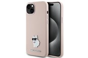 Puhelin - Kannet ja kotelot - Karl Lagerfeld Silicone Choupette Metal Pin Case for iPhone 15 Plus / 14 Plus - Pink - 3666339166243
