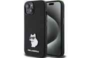 Puhelin - Kannet ja kotelot - Karl Lagerfeld Silicone Choupette Metal Pin case for iPhone 15 Plus / 14 Plus - black - 3666339166366