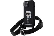 Puhelin - Kannet ja kotelot - Karl Lagerfeld KLHCP15SSCBSKNK iPhone 15 6.1" hardcase black/black Crossbody Silicone Ikonik - 3666339167431