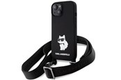 Puhelin - Kannet ja kotelot - Karl Lagerfeld KLHCP15SSCBSCNK iPhone 15 6.1" hardcase black/black Crossbody Silicone Choupette - 3666339167554