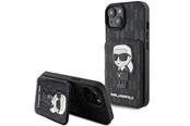 Puhelin - Kannet ja kotelot - Karl Lagerfeld Saffiano Cardslots and Stand Monogram Ikonik Patch case for iPhone 15 - black - 3666339169473