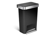 Jätteiden lajittelu - Simplehuman Rectangular Pedal Bin with Liner Pocket - 45 L - Black - CW1385CB