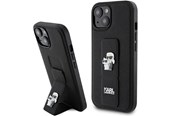 Puhelin - Kannet ja kotelot - Karl Lagerfeld Gripstand Saffiano Karl&Choupette Pins case for iPhone 15 - black - 3666339206871