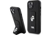 Puhelin - Kannet ja kotelot - Karl Lagerfeld Gripstand Saffiano Karl&Choupette Pins case for iPhone 15 Plus / 14 Plus - black - 3666339206888