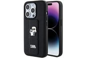 Puhelin - Kannet ja kotelot - Karl Lagerfeld Gripstand Saffiano Karl&Choupette Pins case for iPhone 15 Pro - black - 3666339206895