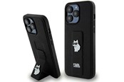 Puhelin - Kannet ja kotelot - Karl Lagerfeld Gripstand Saffiano Choupette Pins Case for iPhone 13 Pro / 13 - Black - 3666339207373