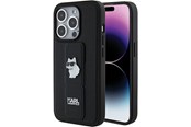 Puhelin - Kannet ja kotelot - Karl Lagerfeld Gripstand Saffiano Choupette Pins case for iPhone 15 Pro - black - 3666339207458