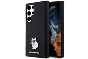 Puhelin - Kannet ja kotelot - Karl Lagerfeld Silicone Choupette Metal Pin case for Samsung Galaxy S23 Ultra - black - 3666339242220