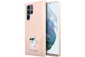 Puhelin - Kannet ja kotelot - Karl Lagerfeld Silicone Choupette Metal Pin case for Samsung Galaxy S23 Ultra - pink - 3666339242251