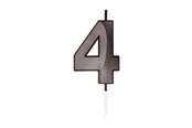 Lelut - Globos Cake Candle 6cm Metallic Black no. 4 - 1064