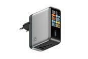 Puhelin - Adapterit & Laturit - CUKTECH AD1204U 120W Wall Charger with Display and USB-C Cable - Silver - AD1204U
