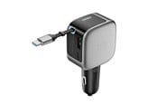 Puhelin - Adapterit & Laturit - CUKTECH CC903P 100W Car Charger with Display and 70cm Retractable USB-C Cable - Grey - CC903P