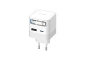 Puhelin - Adapterit & Laturit - CUKTECH AD653W 67W GaN 2x USB-C + USB-A Wall Charger with 70cm Retractable USB-C Cable - White - AD653W