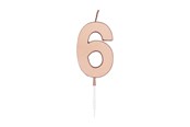 Lelut - Globos Cake Candle 4.5cm Metallic Rose Gold no. 6 - 1096