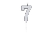 Lelut - Globos Cake Candle 4.5cm Metallic Silver no. 7 - 1087