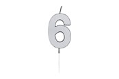 Lelut - Globos Cake candle 4.5cm Metallic Silver no. 6 - 1086