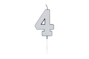Lelut - Globos Cake Candle 4.5cm Metallic Silver no. 4 - 1084