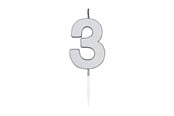 Lelut - Globos Cake Candle 4.5cm Metallic Silver no. 3 - 1083