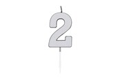Lelut - Globos Cake Candle 4.5cm Metallic Silver no. 2 - 1082