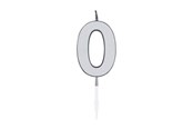 Lelut - Globos Cake Candle 4.5cm Metallic Silver no. 0 - 1080