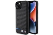 Puhelin - Kannet ja kotelot - BMW Leather Carbon Case for iPhone 15 Plus - Black - 3666339143848