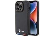 Puhelin - Kannet ja kotelot - BMW BMHCP15L22PTDK iPhone 15 Pro 6.1 black/black Leather Stamp Tricolor - 3666339143367