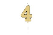 Lelut - Globos Cake Candle 4.5cm Metallic Gold no. 4 - 1074