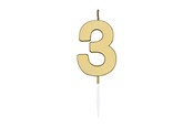 Lelut - Globos Cake candle 4.5cm Metallic Gold no. 3 - 1073