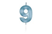 Lelut - Globos Cake Candle 6cm Metallic Light Blue no. 9 - 1059