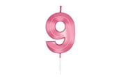 Lelut - Globos Cake Candle 6cm Metallic Light Pink no. 9 - 1049