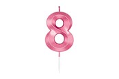 Lelut - Globos Cake Candle 6cm Metallic Light Pink no. 8 - 1048