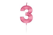 Lelut - Globos Cake Candle 6cm Metallic Light Pink no. 3 - 1043