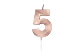 Lelut - Globos Cake Candle 6cm Metallic Rose Gold no. 5 - 1035