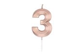 Lelut - Globos Cake Candle 6cm Metallic Rose Gold no. 3 - 1033