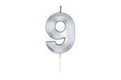 Lelut - Globos Cake Candle 6cm Metallic Silver no.9 - 1029