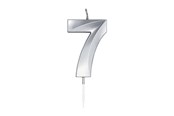 Lelut - Globos Cake Candle 6cm Metallic Silver no.7 - 1027